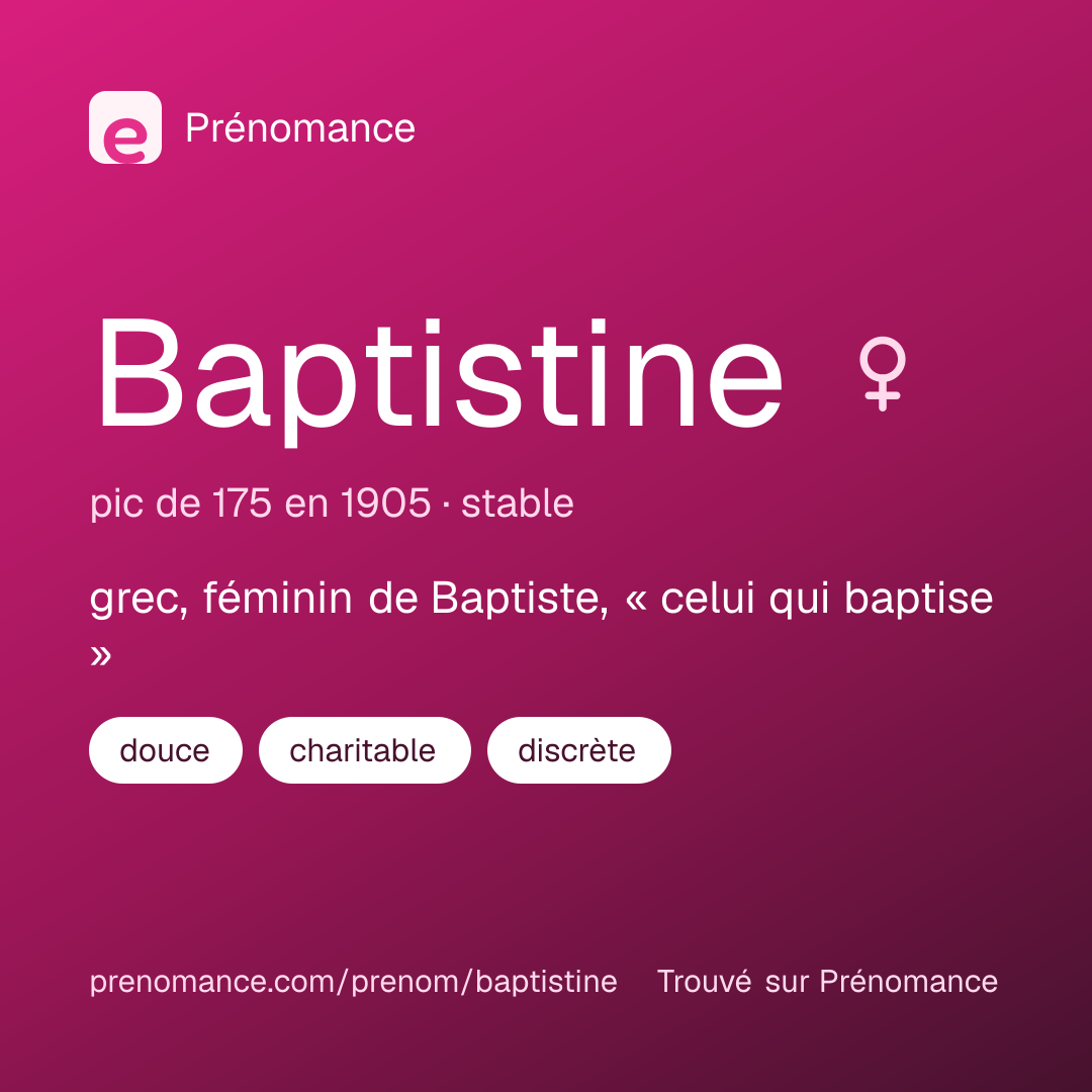 Carte de partage du prénom Baptistine