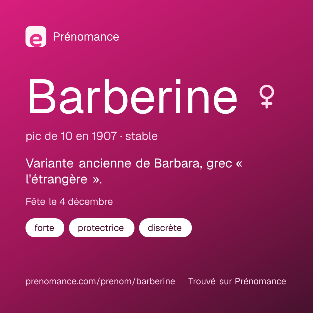 Carte de partage du prénom Barberine