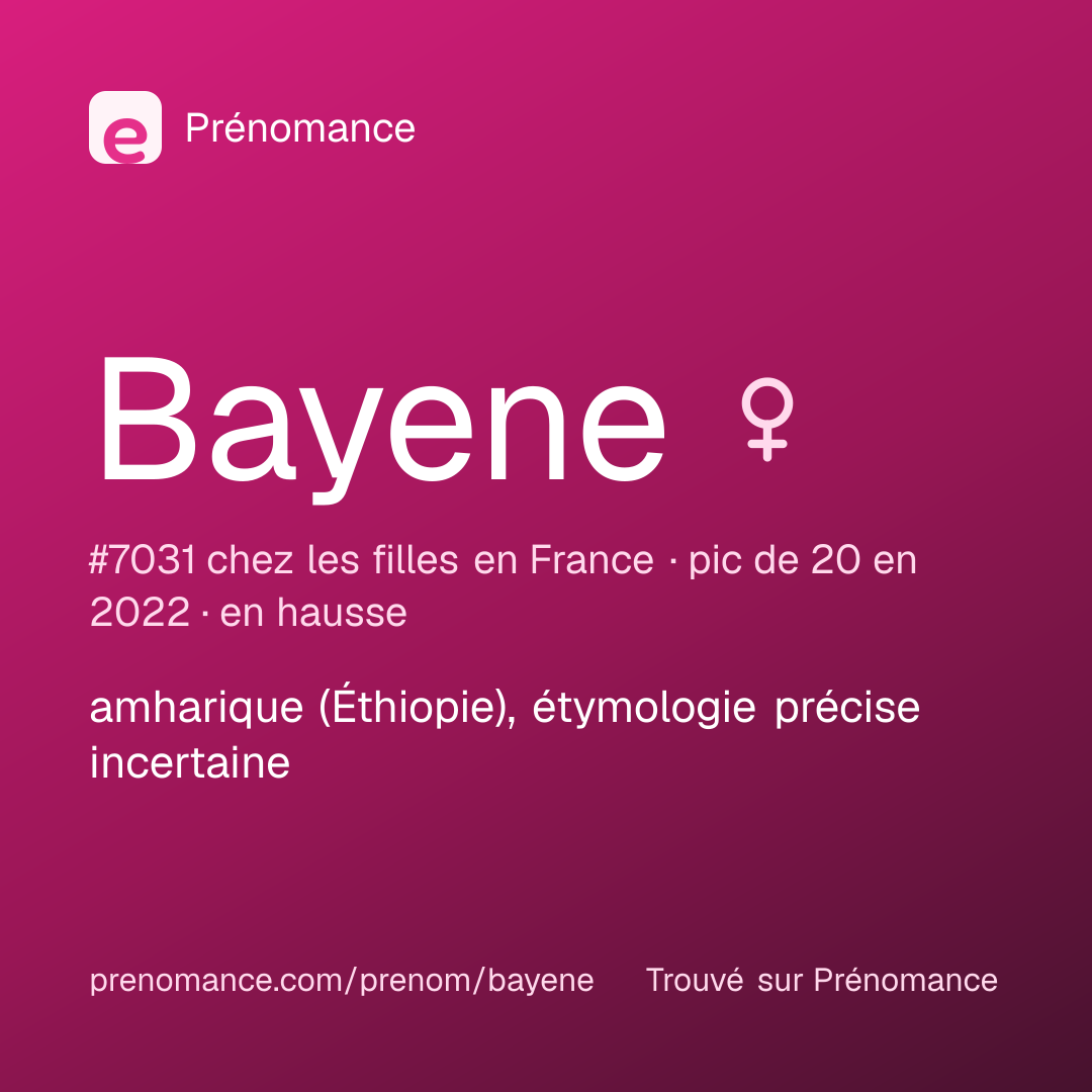 Carte de partage du prénom Bayene