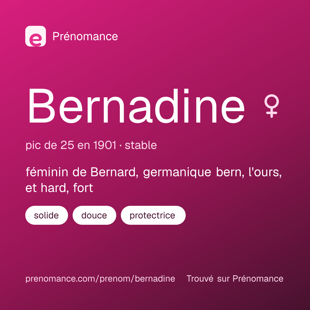 Carte de partage du prénom Bernadine