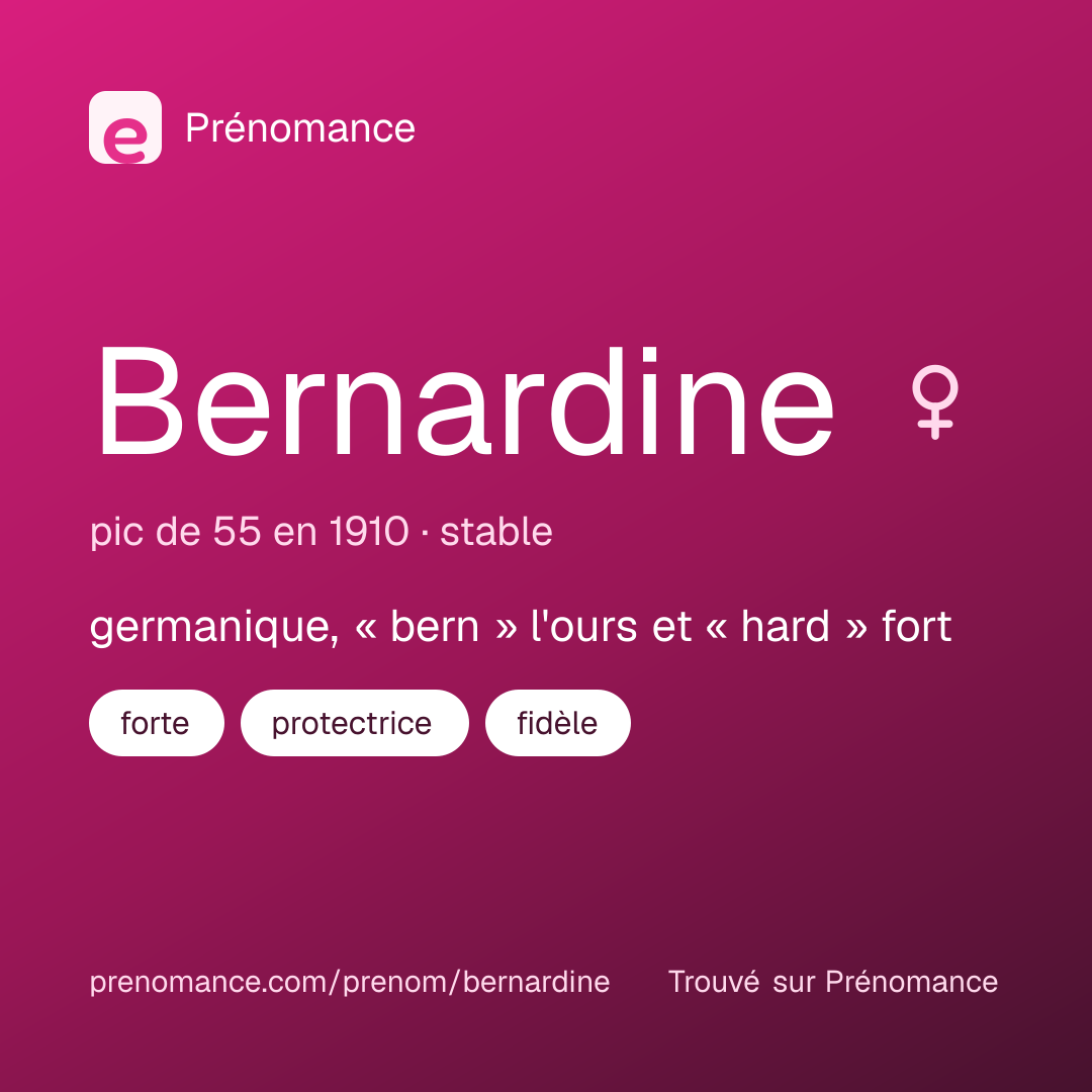 Carte de partage du prénom Bernardine