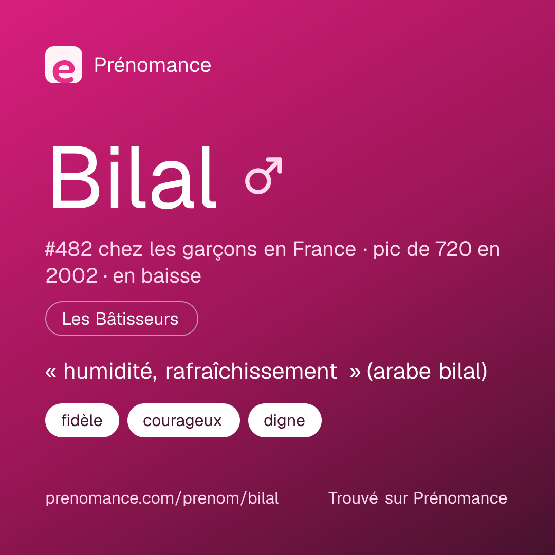 Carte de partage du prénom Bilal
