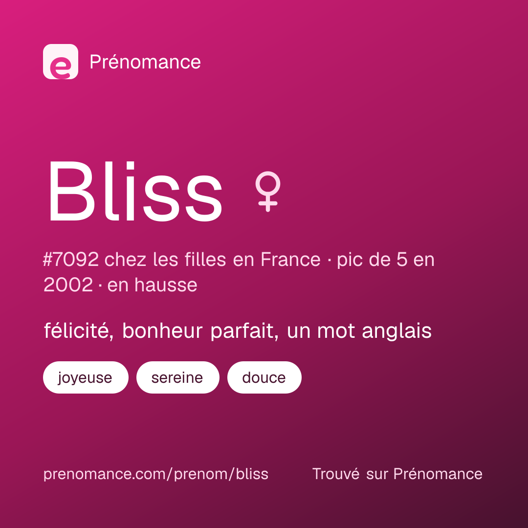 Carte de partage du prénom Bliss