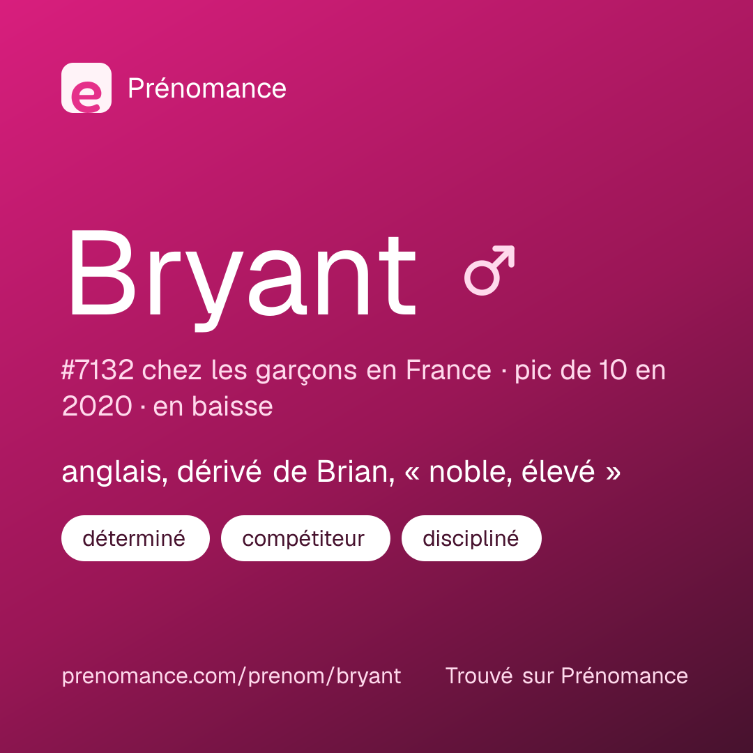 Carte de partage du prénom Bryant