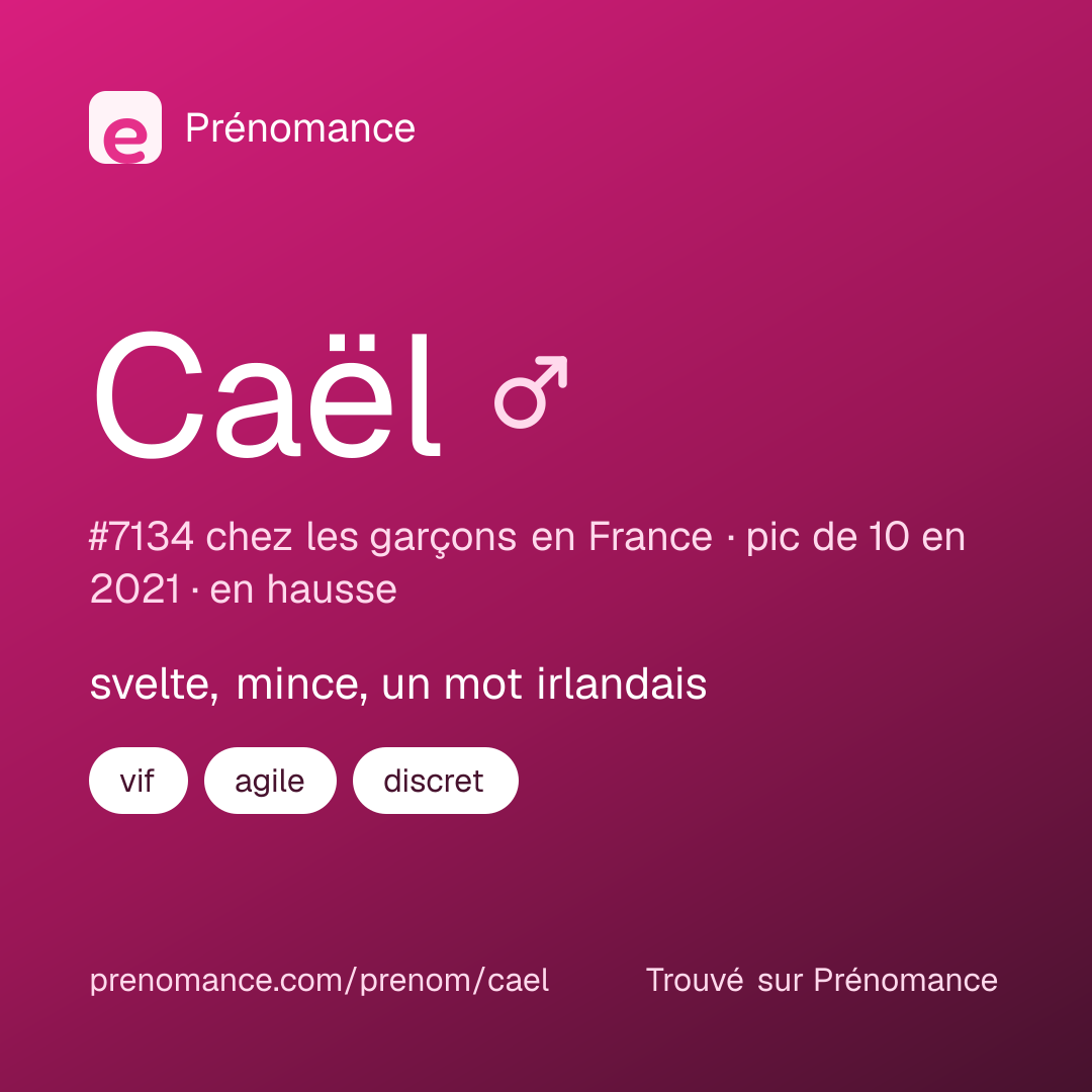 Carte de partage du prénom Caël