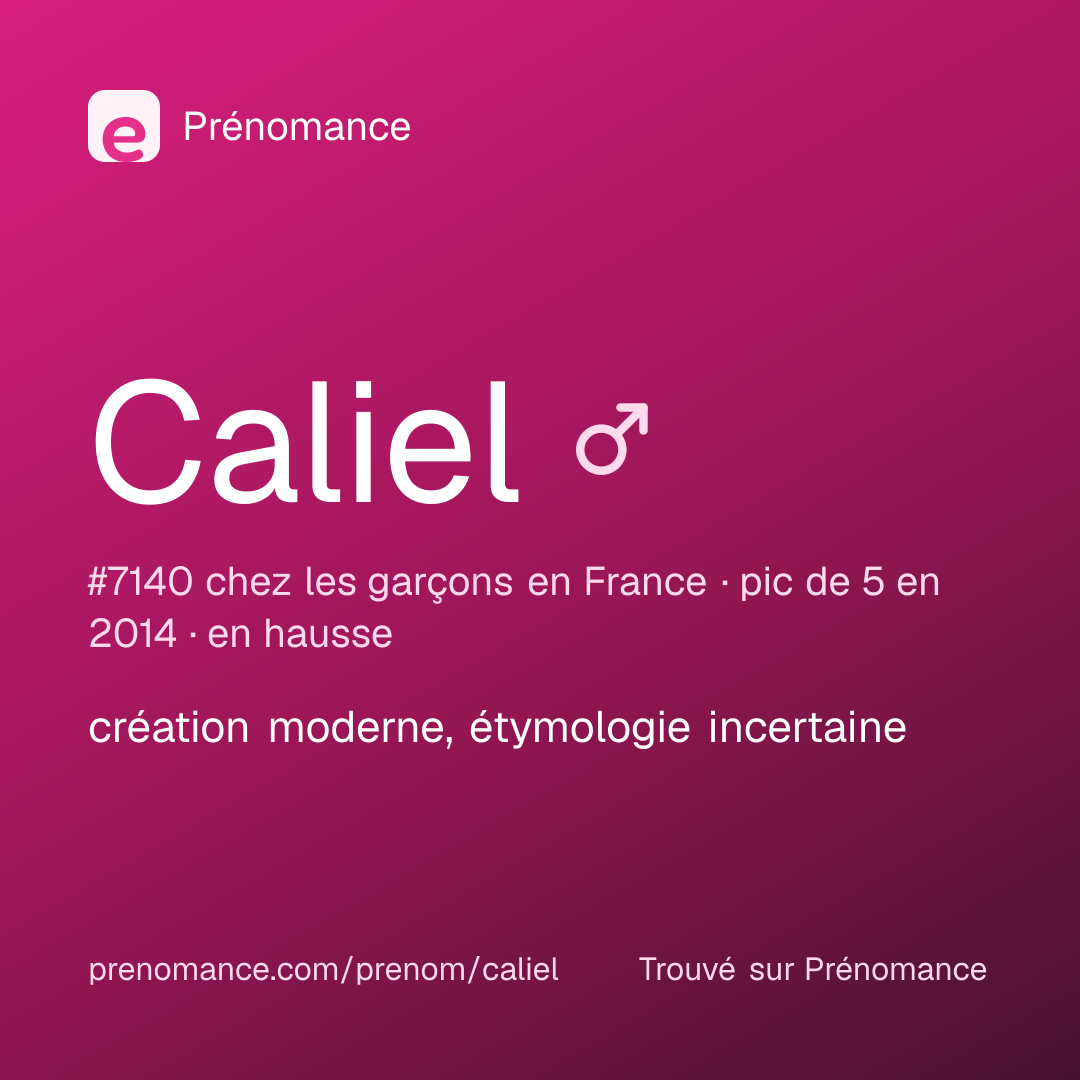 Carte de partage du prénom Caliel