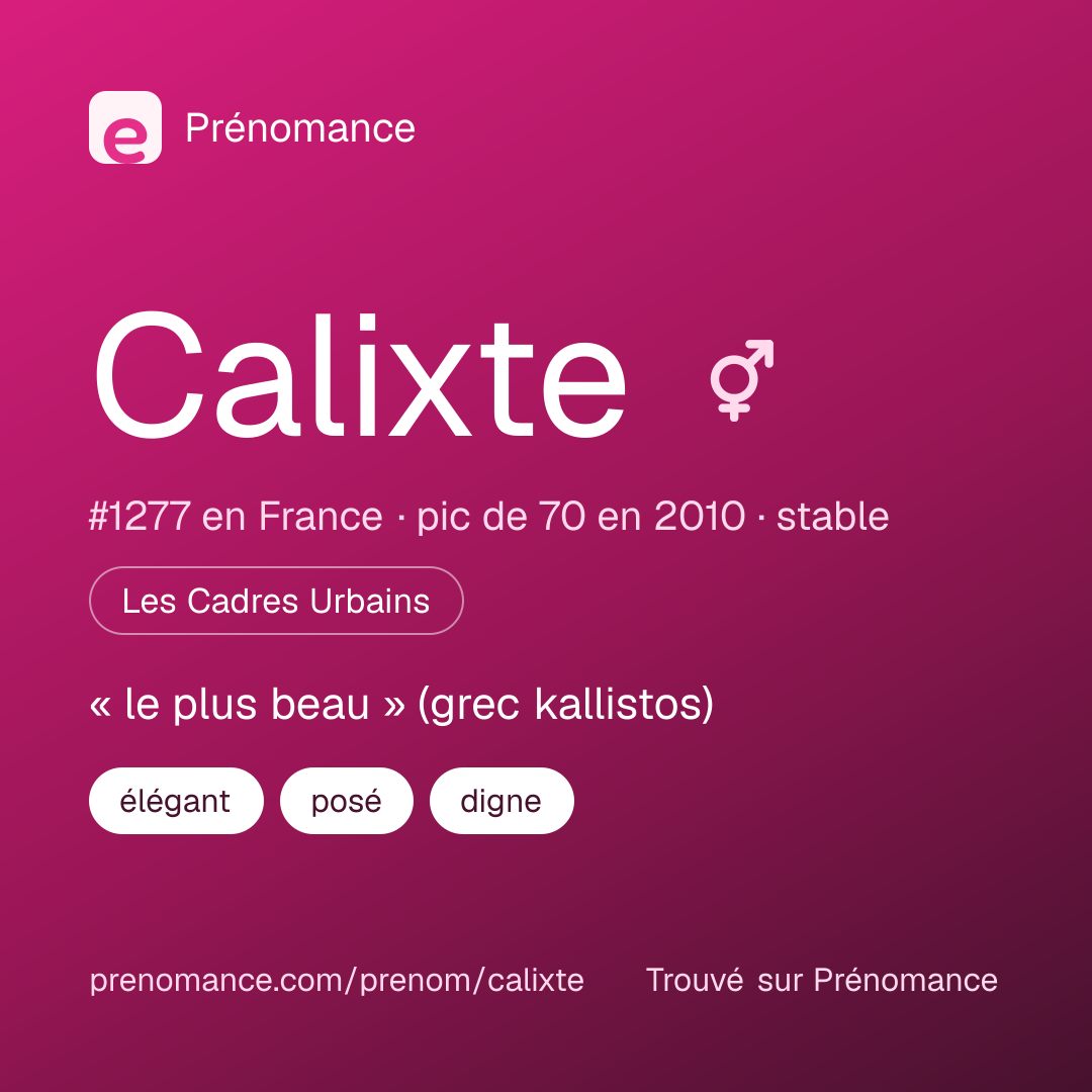 Carte de partage du prénom Calixte
