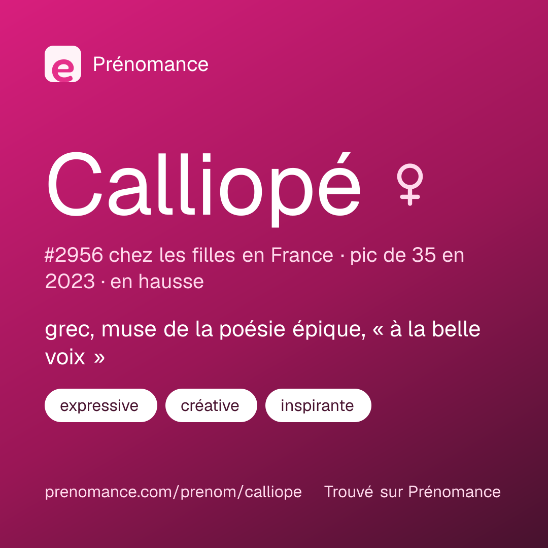 Carte de partage du prénom Calliopé