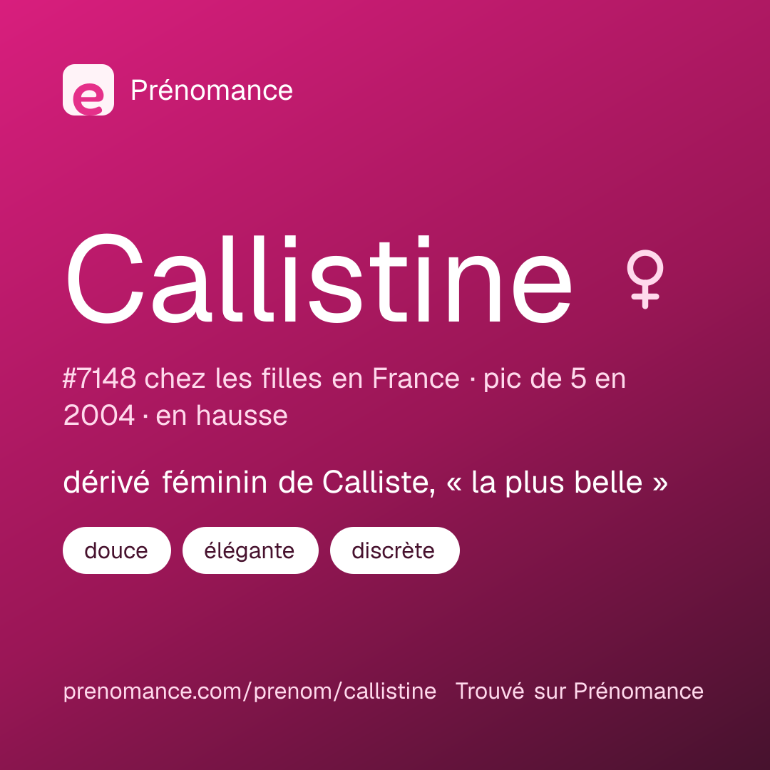 Carte de partage du prénom Callistine