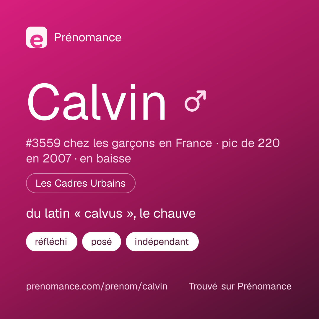 Carte de partage du prénom Calvin