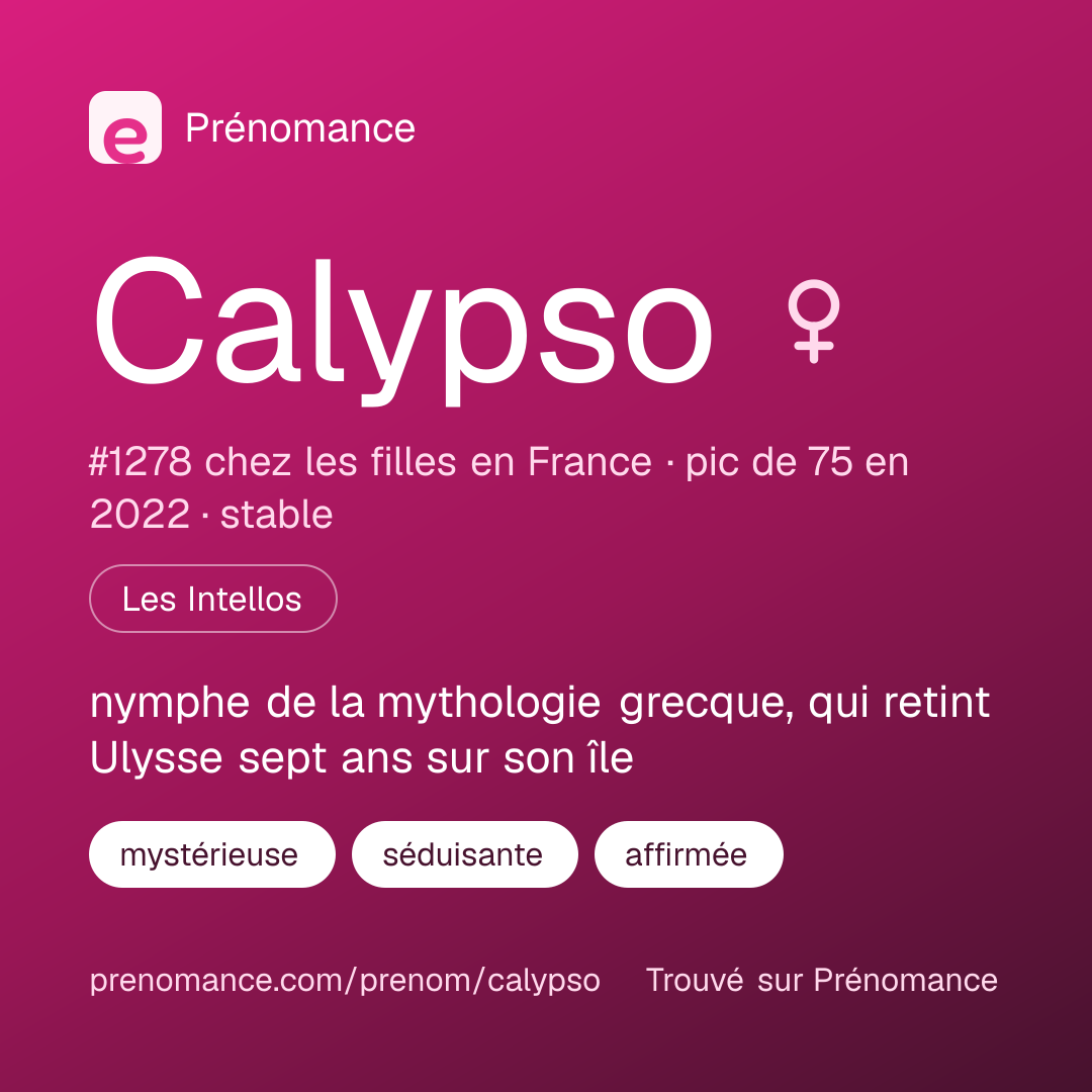 Carte de partage du prénom Calypso