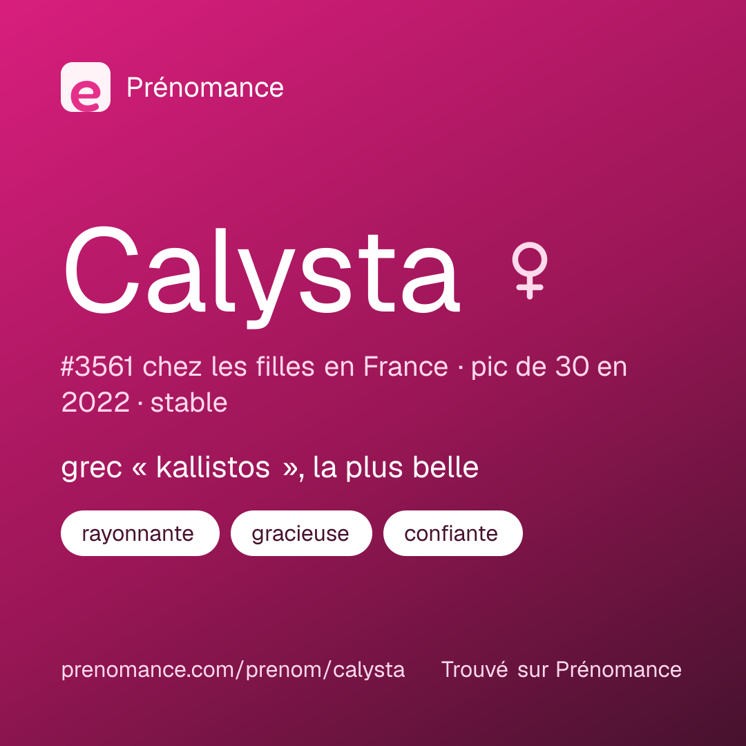 Carte de partage du prénom Calysta