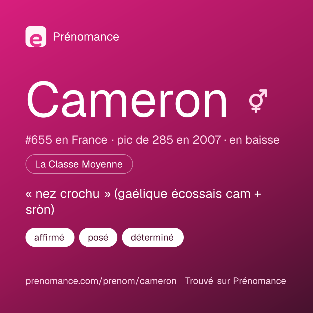 Carte de partage du prénom Cameron