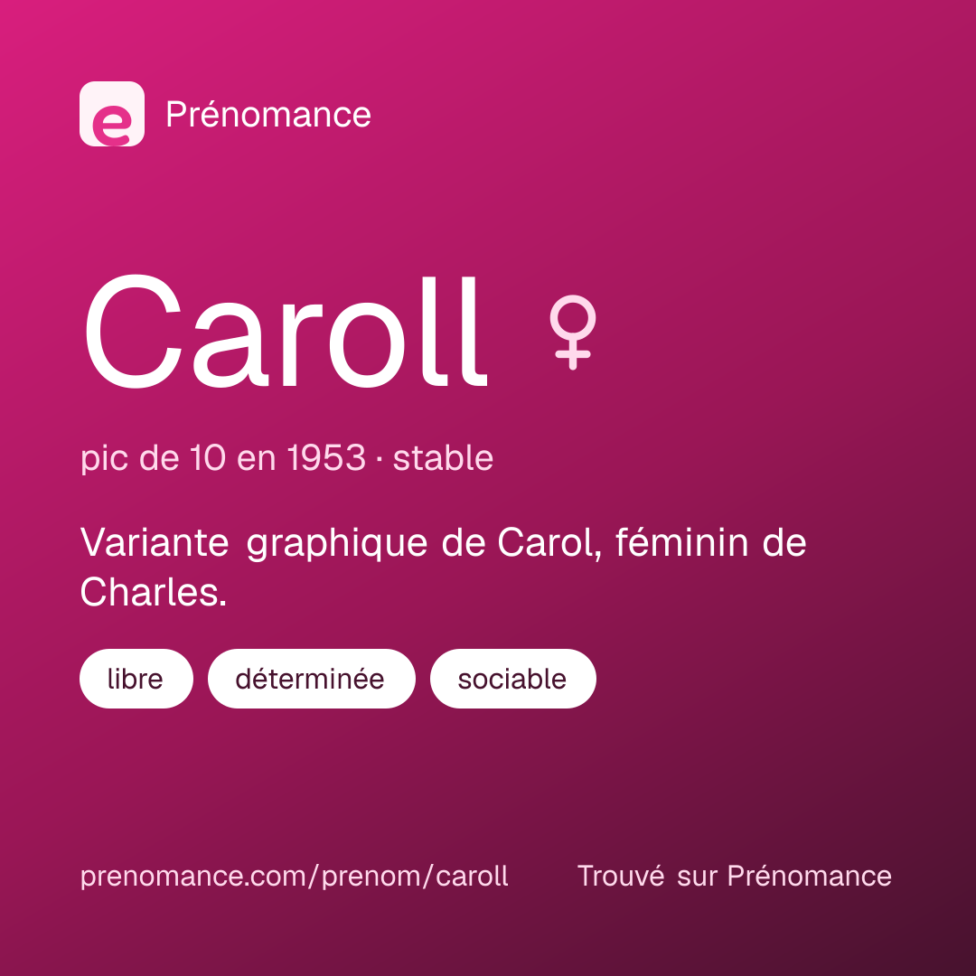 Carte de partage du prénom Caroll