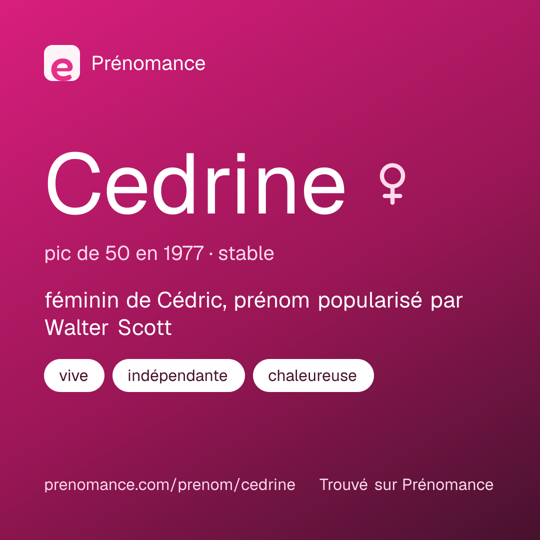 Carte de partage du prénom Cedrine