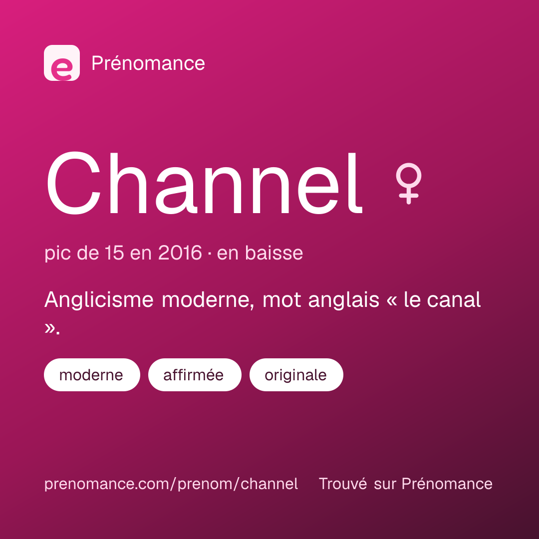 Carte de partage du prénom Channel