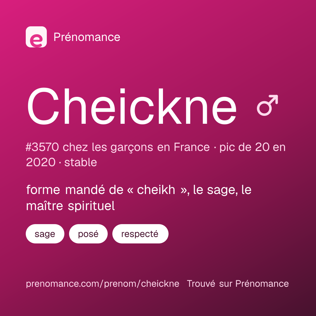 Carte de partage du prénom Cheickne