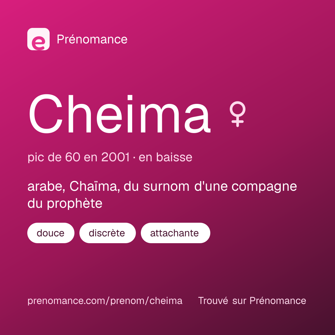 Carte de partage du prénom Cheima