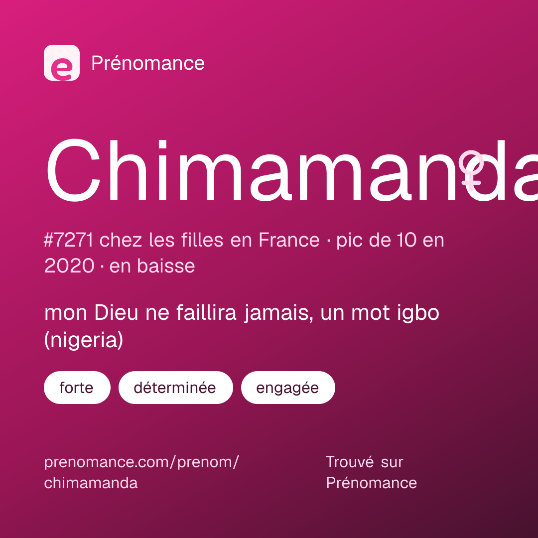 Carte de partage du prénom Chimamanda