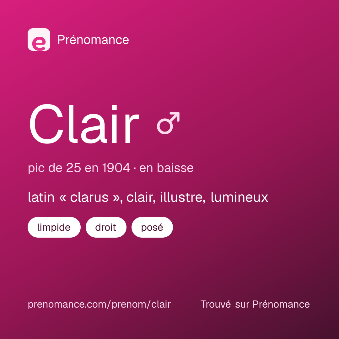 Carte de partage du prénom Clair