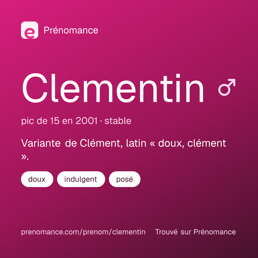 Carte de partage du prénom Clementin