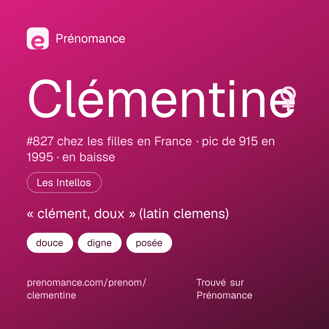 Carte de partage du prénom Clémentine