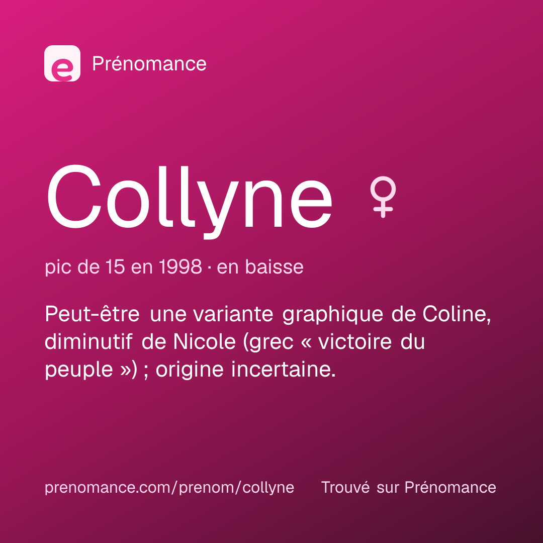 Carte de partage du prénom Collyne