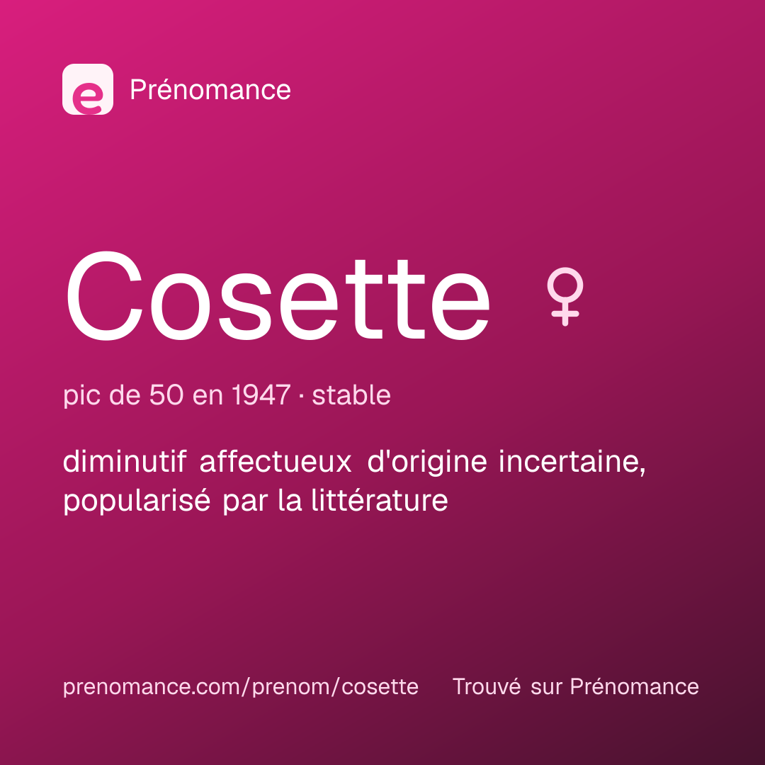 Carte de partage du prénom Cosette