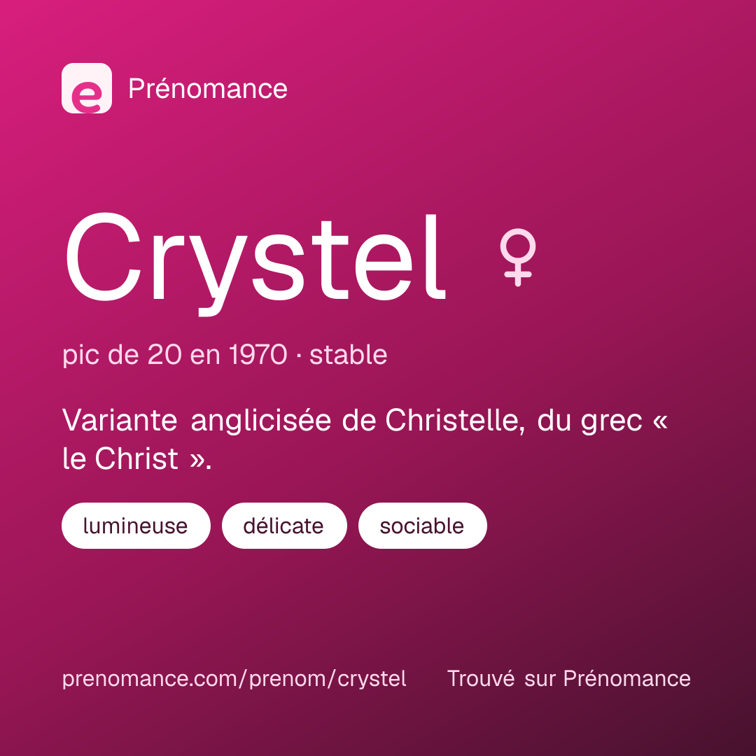 Carte de partage du prénom Crystel