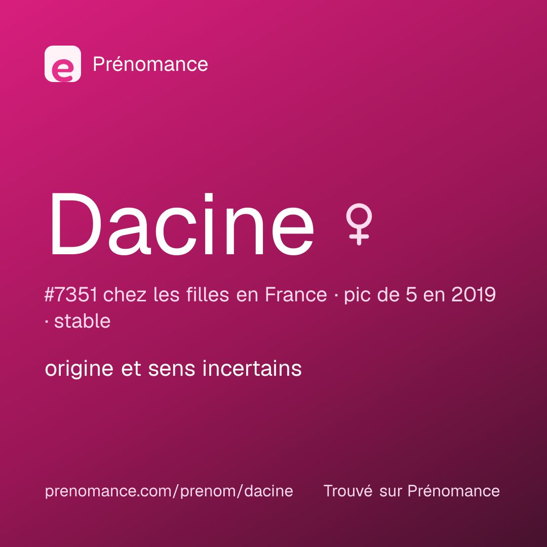 Carte de partage du prénom Dacine