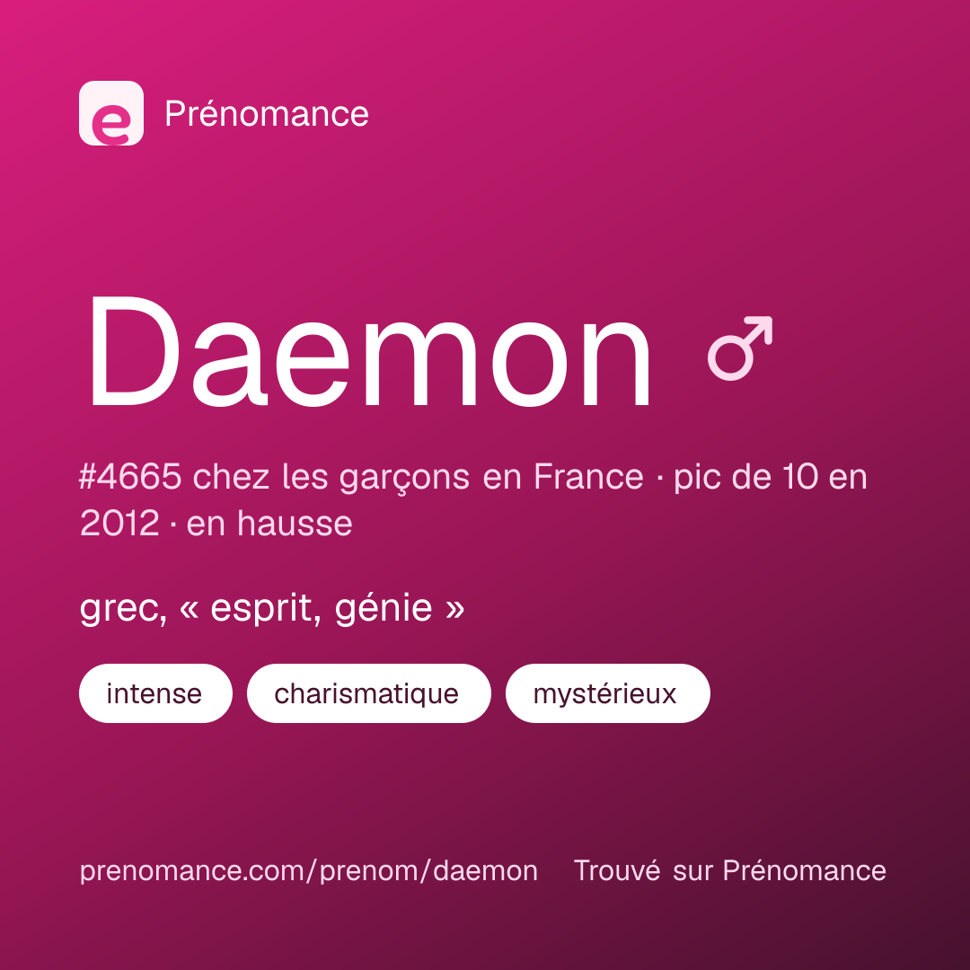 Carte de partage du prénom Daemon