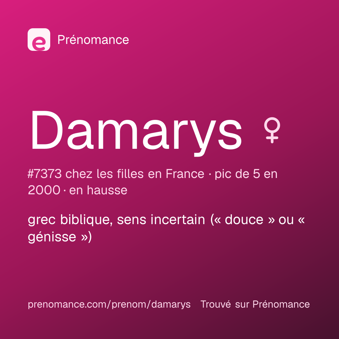 Carte de partage du prénom Damarys