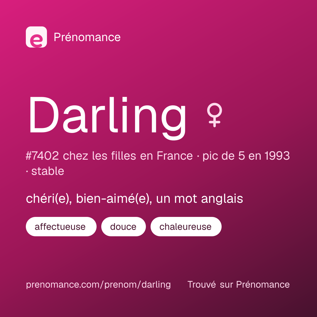 Carte de partage du prénom Darling