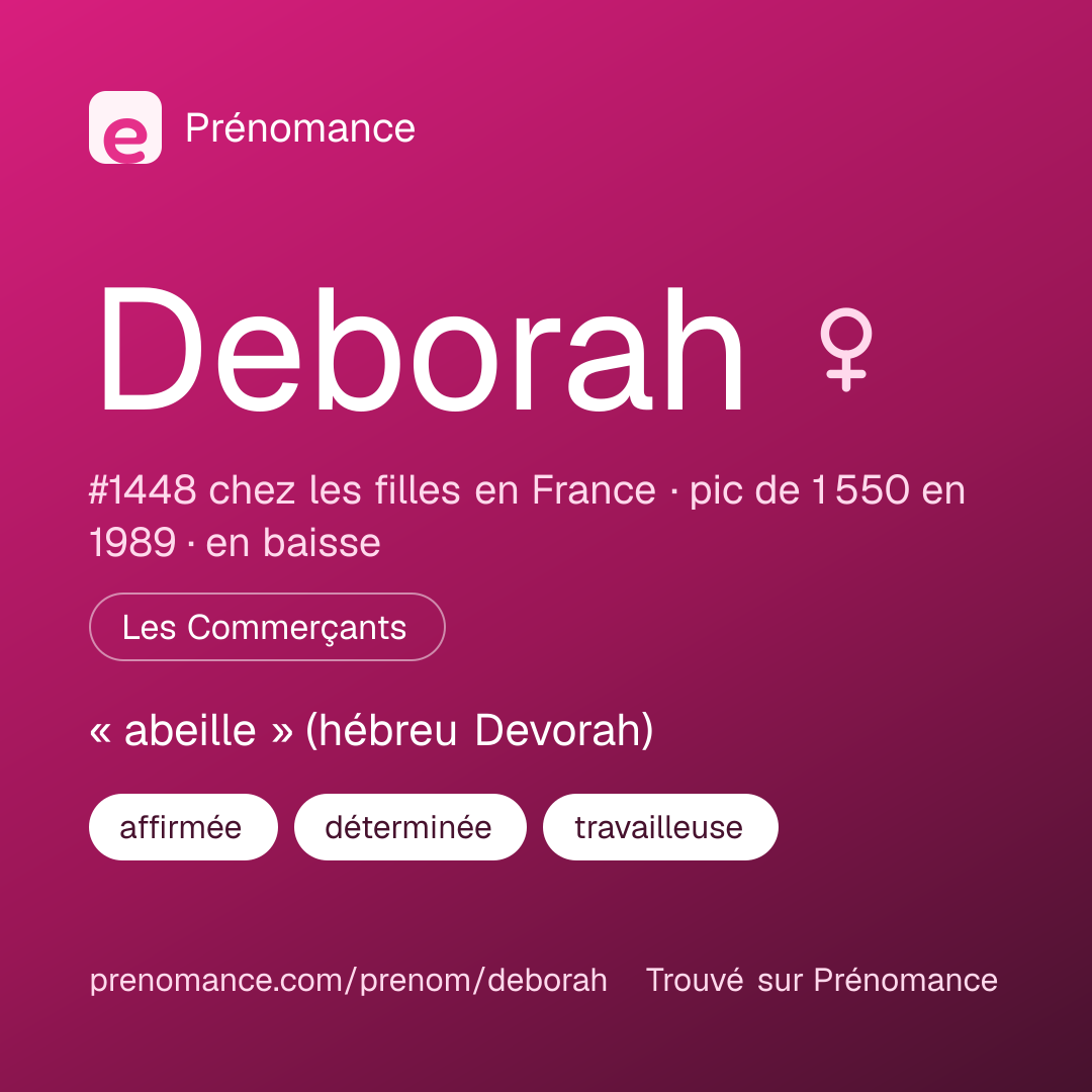 Carte de partage du prénom Deborah