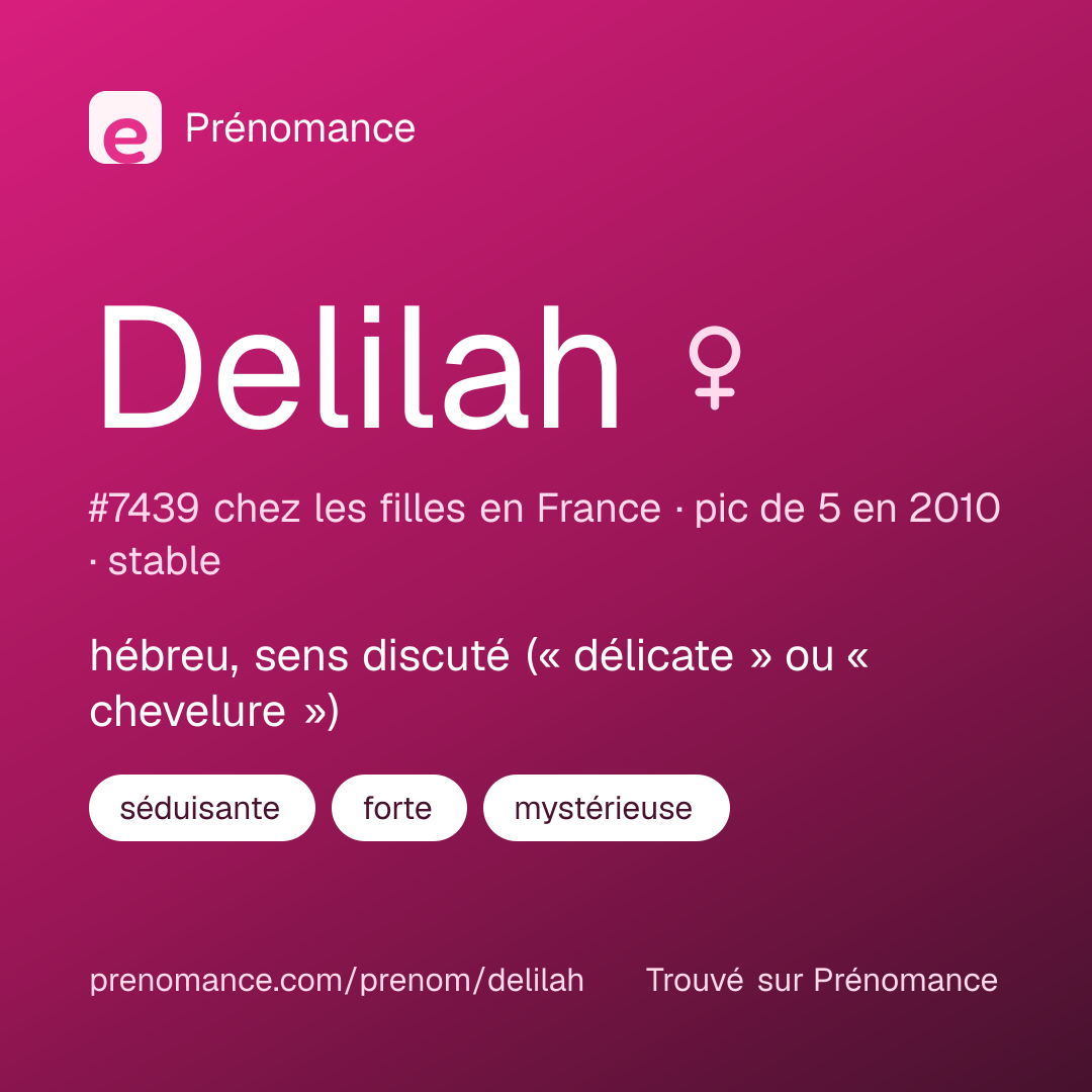Carte de partage du prénom Delilah