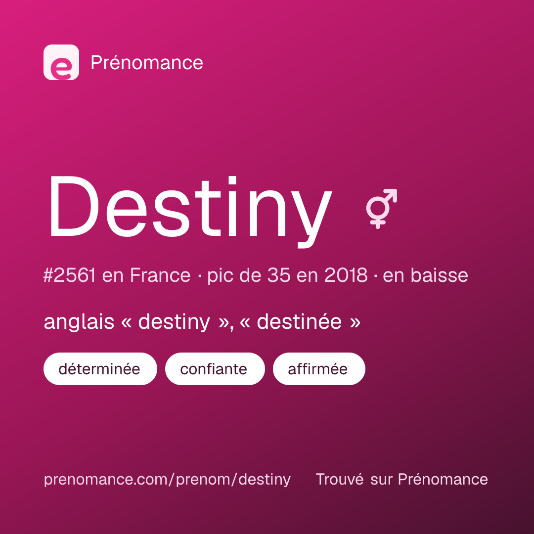 Carte de partage du prénom Destiny