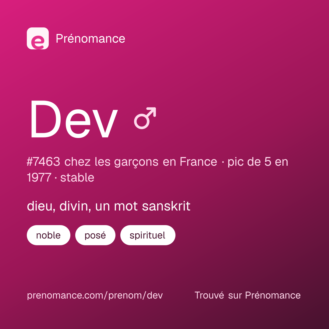 Carte de partage du prénom Dev