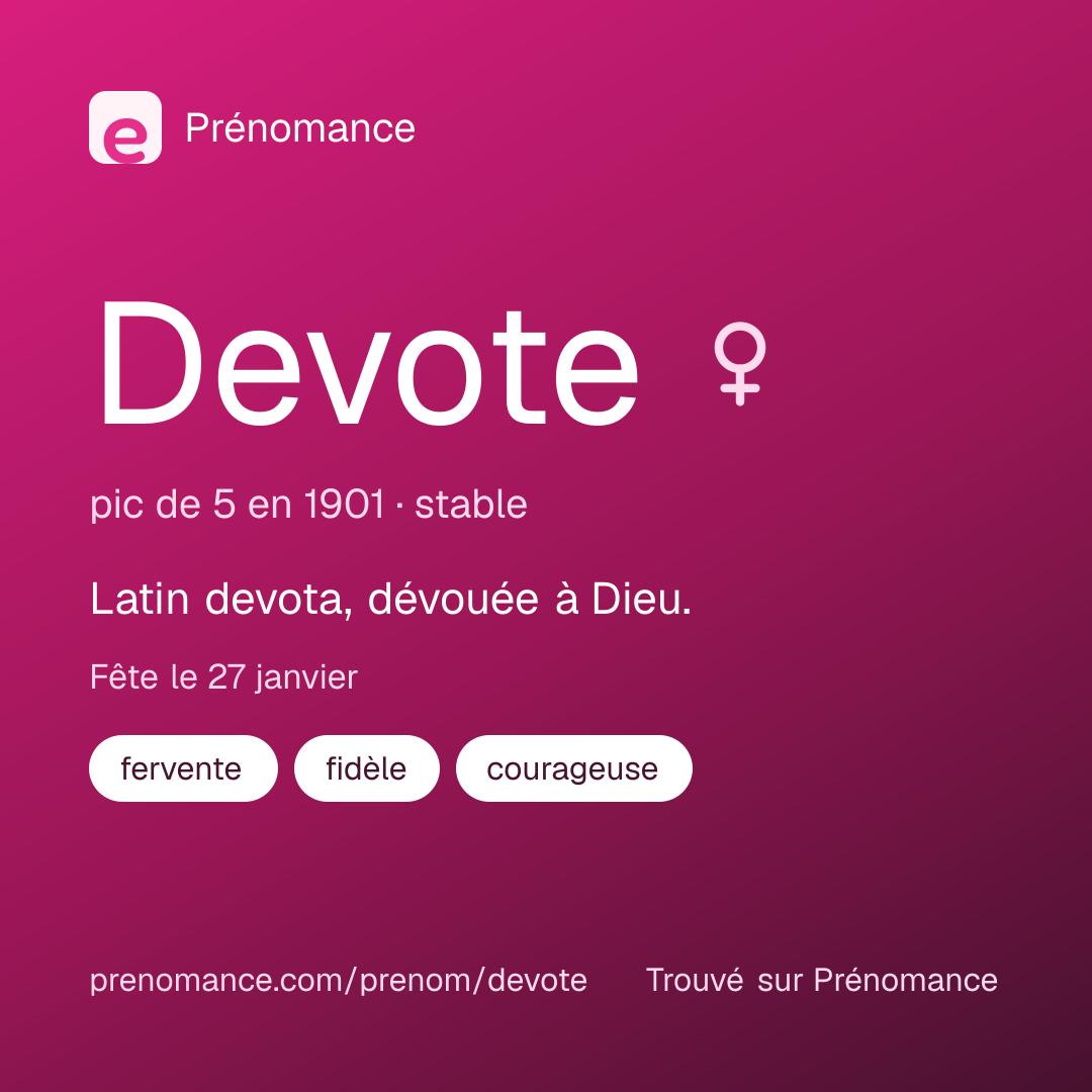Carte de partage du prénom Devote