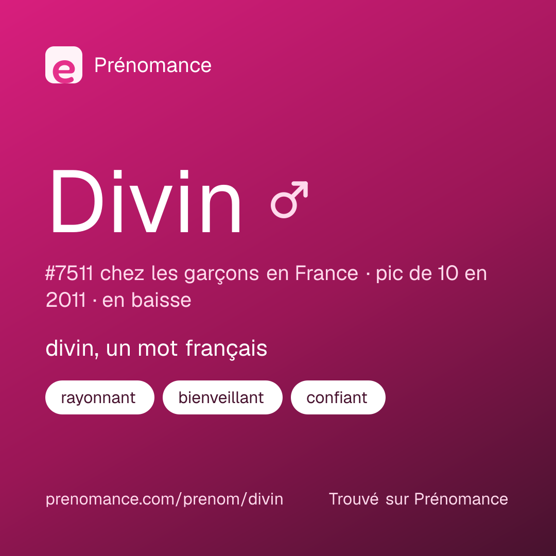 Carte de partage du prénom Divin