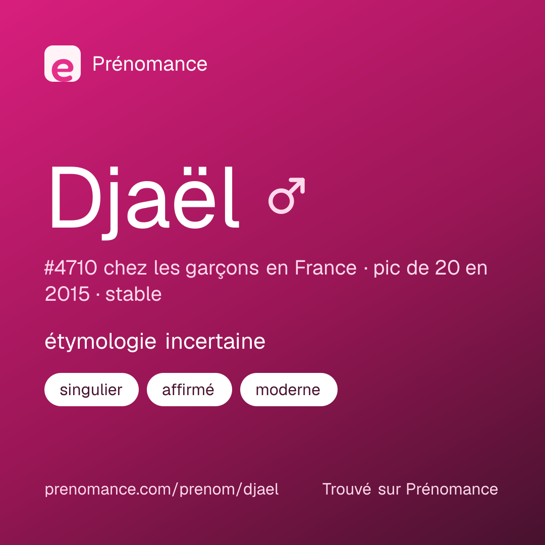 Carte de partage du prénom Djaël