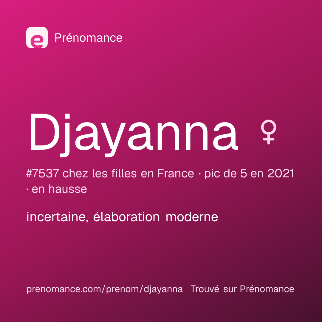 Carte de partage du prénom Djayanna