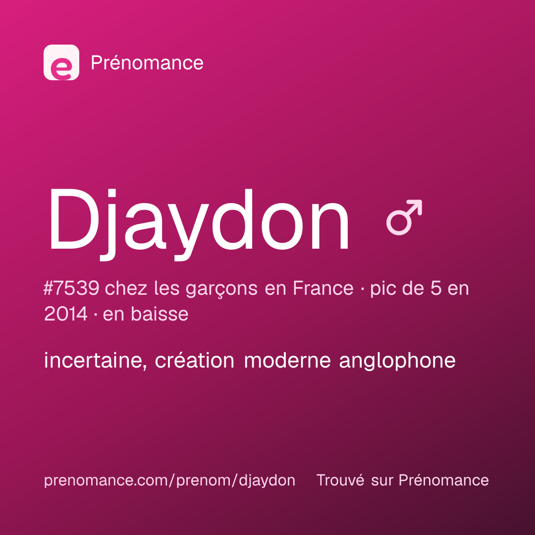 Carte de partage du prénom Djaydon