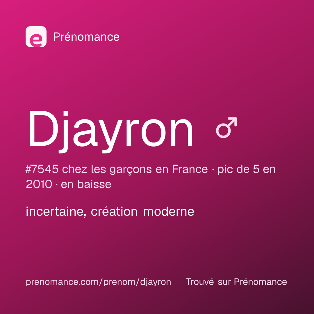 Carte de partage du prénom Djayron