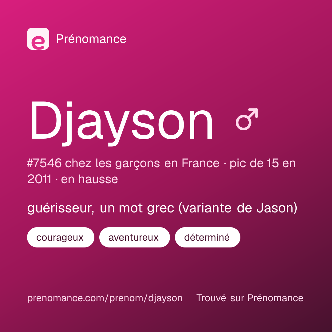 Carte de partage du prénom Djayson