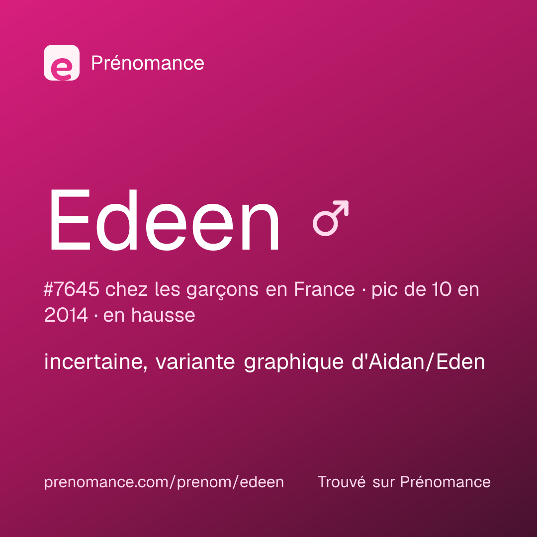 Carte de partage du prénom Edeen