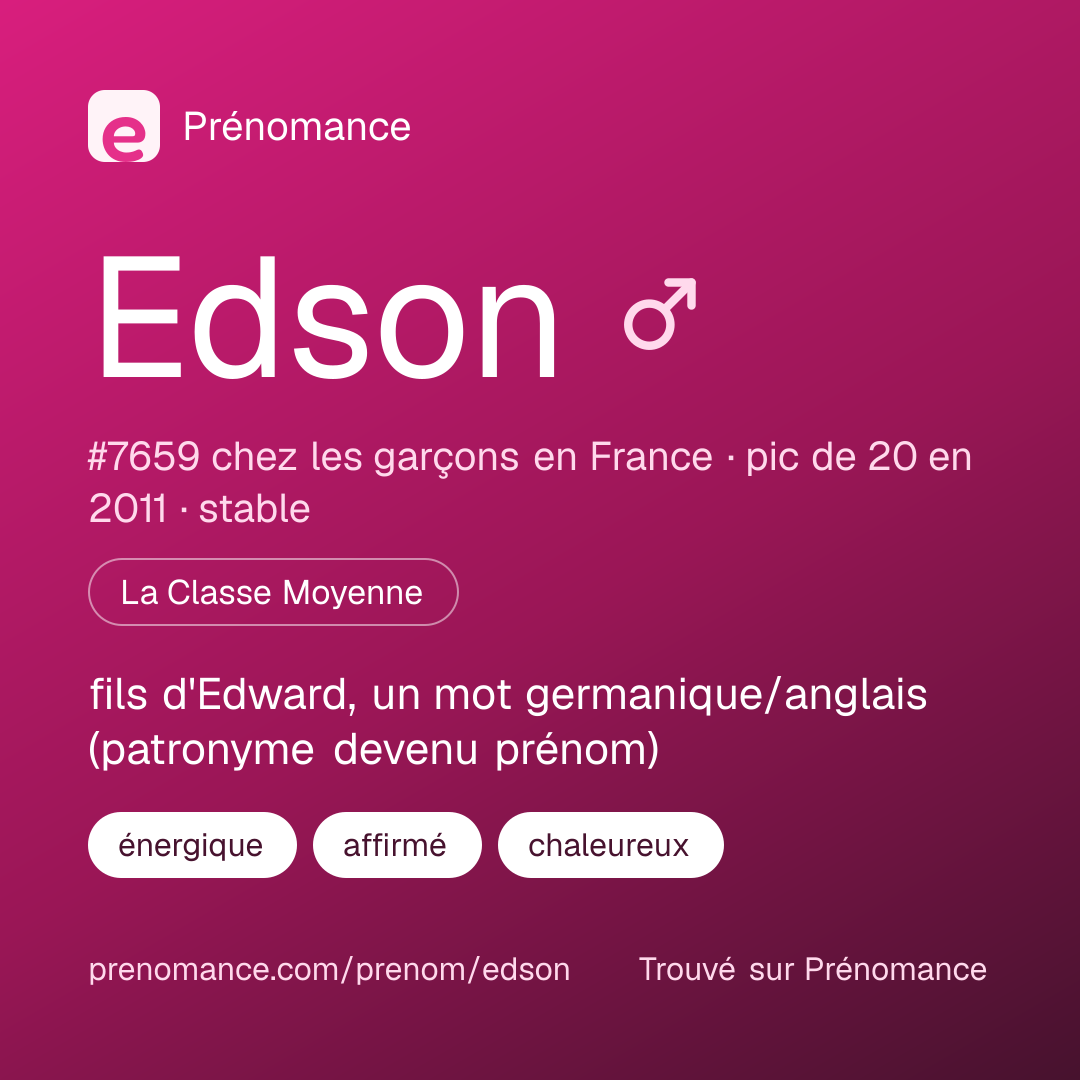 Carte de partage du prénom Edson