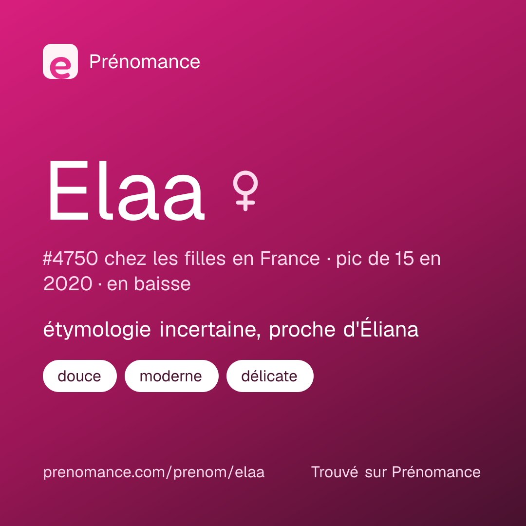 Carte de partage du prénom Elaa