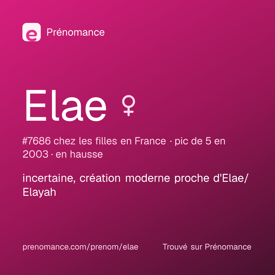 Carte de partage du prénom Elae