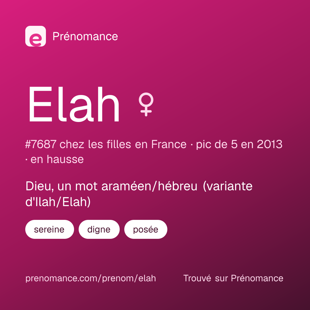 Carte de partage du prénom Elah