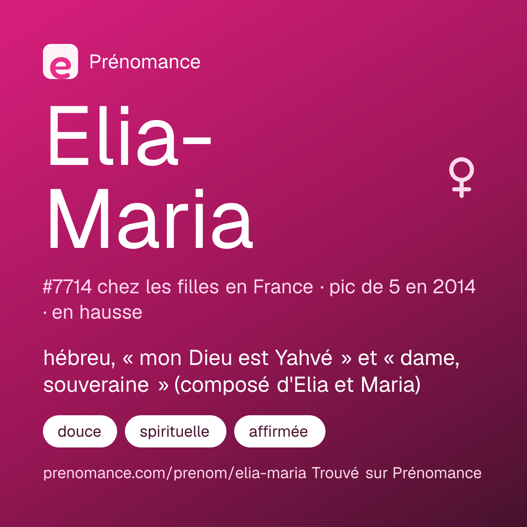 Carte de partage du prénom Elia-Maria